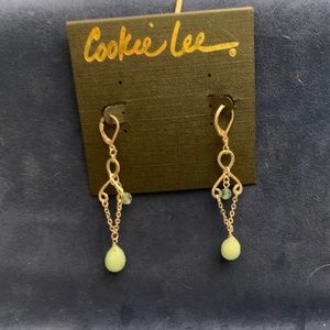 E2/ NWT  Cookie Lee  Earrings  - Green Stone
